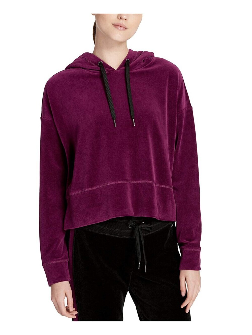 Calvin Klein Womens Performance Cropped Velour Hoodie Size M